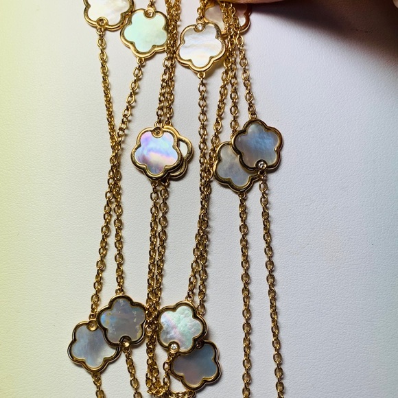 Rose Gold & Mother of Pearl & Diamond Necklace - Picture 6 of 7